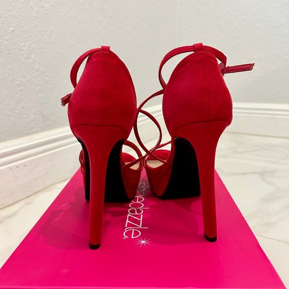 NWT Shoe Dazzle - Raschelle Platform Heeled Sandal - Size 8 - Red Color - Picture 4 of 6
